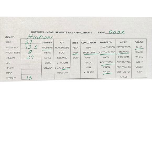 Hudson Women's Blue Stretch Krista Midrise Super Skinny Ankle Jeans Size 27 - Picture 10 of 10